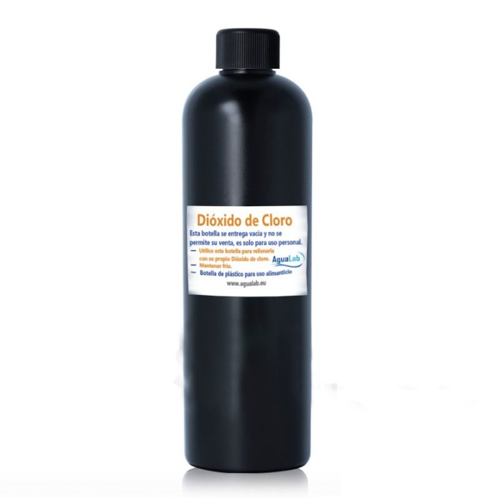 Botella negra Vacía Rellenable para Dióxido de Cloro (CDS) 250ml.