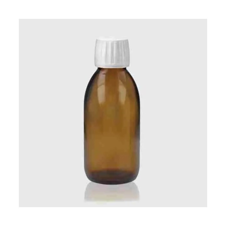 Bote ámbar de Cristal Tapón Blanco 500ml