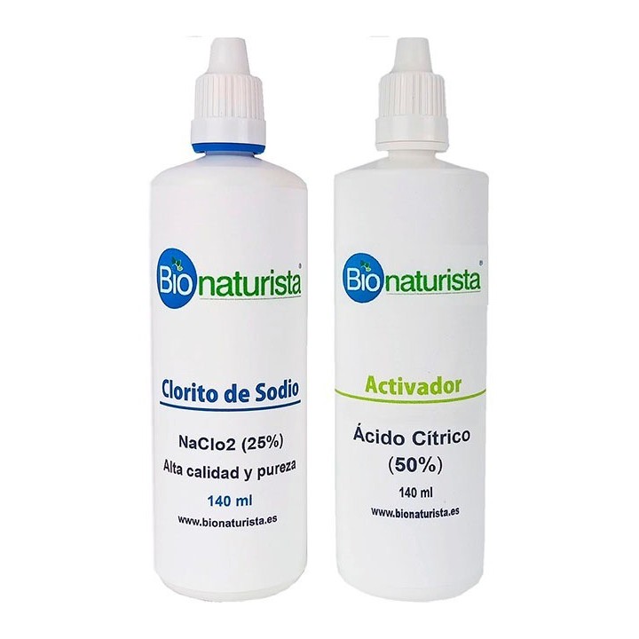 Clorito de Sodio Kit 140 ml Clorito 25% + Ácido Cítrico 50% | Bionaturista